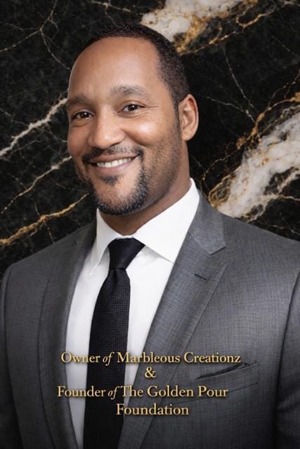 Eagle Kianes, Founder and Lead Artist of The Golden Pour Foundation and owner of Marbleous Creationz